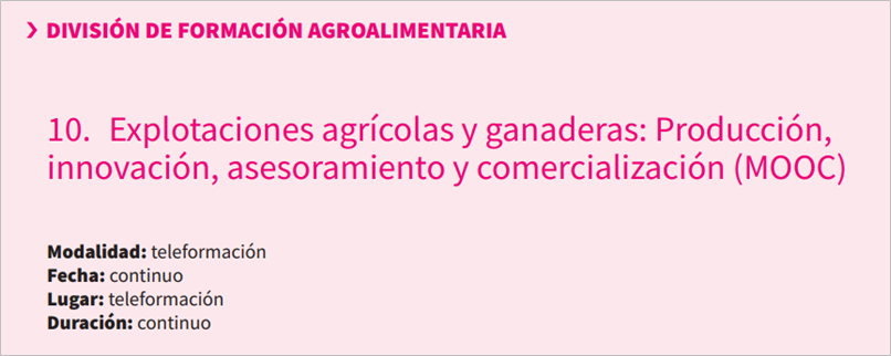 Explotaciones agrícolas y ganaderas: Producción, innovación, asesoramiento y comercialización (MOOC) - INSCRIPCIÓN ABIERTA